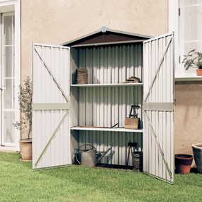 vidaXL Abrigo de jardim 116x45x175 cm aço galvanizado castanho