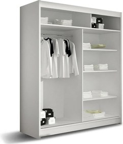 Roupeiro Closico 136, Preto, Branco, 200x150x58cm, 118 kg, Portas para roupeiro: Deslizante, Número de prateleiras: 5, Número de prateleiras: 5