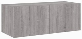 Móvel de parede p/ TV c/ luzes LED 80x35x31 cm cinzento sonoma