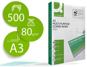 Papel Fotocopia q-Connect Economy Din a3 80 gr Embalagem 500 Folhas