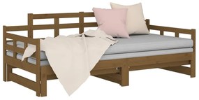 Estrutura sofá-cama de puxar 2x(90x200) cm pinho castanho-mel