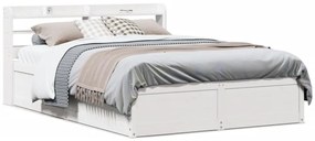 Estrutura cama c/ cabeceira 135x190 cm pinho maciço branco