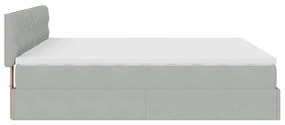 Estrutura cama otomana colchões 200x200cm veludo cinzento claro