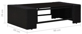 5 pcs conjunto lounge para jardim vime PE preto