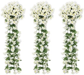 Grinaldas de flores artificiais 3 pcs 85 cm branco