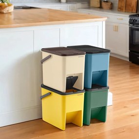 Conjunto de 4 caixotes do lixo com 20 l cada e autocolantes amarelo, azul, bege, verde