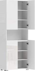 HOMCOM Armário Alto de Cozinha 180 cm, Despenseiro com Portas de Fecho Suave e Prateleiras Ajustáveis, Branco Alto Brilho | Aosom Portugal