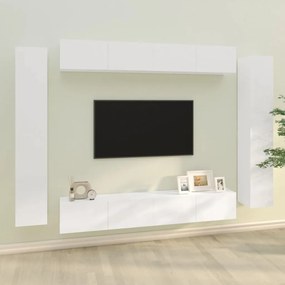 vidaXL 8 pcs conjunto móveis de TV madeira processada branco brilhante