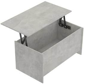 Mesa de centro 102x55,5x52,5cm madeira processada cinza cimento
