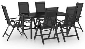 7 pcs conjunto de jantar para jardim alumínio antracite