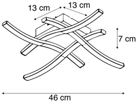 Candeeiro de teto quadrado design em aço com LED - Onda Design,Moderno