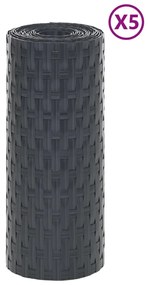 Telas de varanda 5 pcs 255x19 cm vime PE antracite