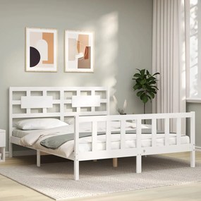 Cama sem colchão 160x200 cm madeira de pinho maciça branco
