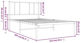 Estrutura de cama em metal com cabeceira 107x203 cm branco