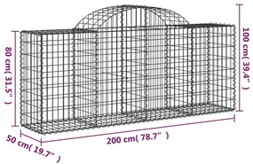Cestos gabião arqueados 15pcs 200x50x80/100cm ferro galvanizado