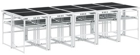 11 pcs conj. de jantar p/ jardim c/ almofadões textilene branco