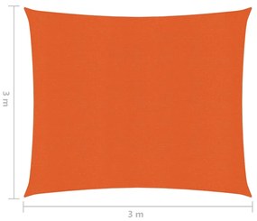 Para-sol estilo vela 160 g/m² 3x3 m PEAD laranja