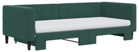Sofá-cama c/ gavetão e colchões 90x200cm veludo verde-escuro