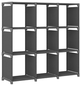 vidaXL Unidade de prateleiras 9 cubos 103x30x107,5 cm tecido cinzento