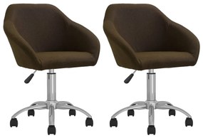 vidaXL Cadeiras de jantar giratórias 2 pcs tecido castanho-escuro