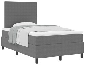 Cama Box Spring com Colchão Cinza Claro 120x200 cm Tecido de Corduroy
