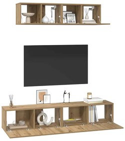 Conjunto de Estantes para TV 4 pcs carvalho artisiano