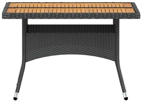 5 pcs conjunto de jantar p/ jardim vime PE/acácia maciça preto