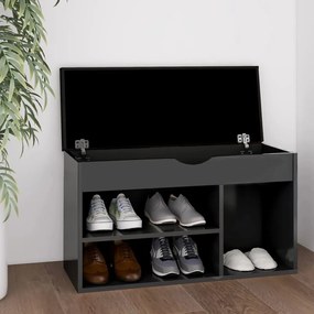 vidaXL Banco sapateira + almofadão 80x30x47 cm contraplacado cinzento
