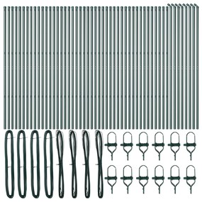 Postes de cerca vidaXL 52 pcs Verde Ø32 mm 200 cm Aço galvanizado