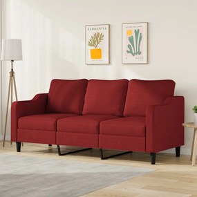 vidaXL Sofá de 3 lugares tecido 180 cm vermelho tinto