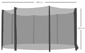 Rede de segurança do trampolim Parede de proteção para trampolim Ø 366 cm 8 Barras