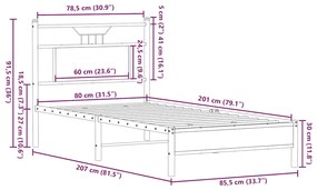 Estrutura cama s/ colchão derivados de madeira carvalho sonoma