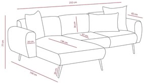 Sofá de Canto Side – Cinzento Claro – 252 cm