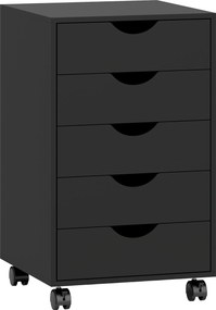 HOMCOM Bloco de Gavetas com Rodas Bloco de Gavetas para Escritório com 5 Gavetas  40x40x67 cm Preto | Aosom Portugal