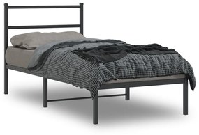 vidaXL Estrutura de cama com cabeceira 90x190 cm metal preto