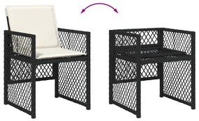 Conjunto de Jantar de Jardim vidaXL de 5 Peças com Almofadas em Preto