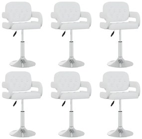Cadeiras de jantar giratórias 6 pcs couro artificial branco