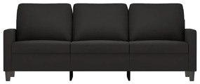 Sofá de 3 lugares 180 cm veludo preto