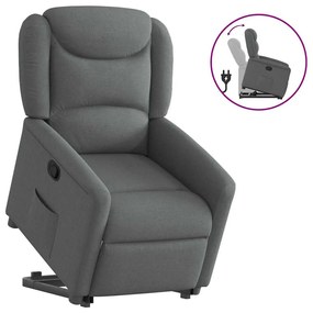 vidaXL Poltrona reclinável elevatória tecido cinzento-escuro