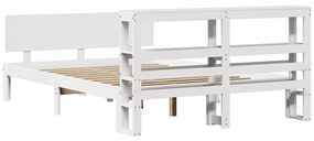 Estrutura cama c/ cabeceira 135x190 cm pinho maciço branco