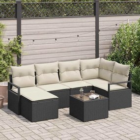 Conjunto de Sofá de Jardim vidaXL de 6 peças com Almofadas Vime Poly Marrom