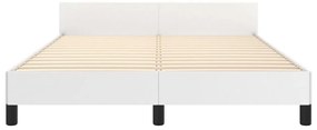 Estrutura cama c/ cabeceira couro artificial 140x190 cm branco
