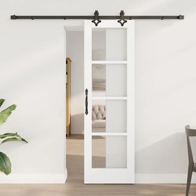 Porta Deslizante vidaXL com Hardware Branco 61x198.5 cm Madeira Maciça