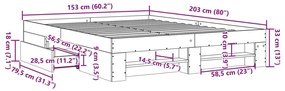 Estrutura cama s/ colchão derivados de madeira carvalho sonoma