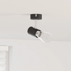 vidaXL Spotlight de Teto 1 Via Ajustável Preto E27