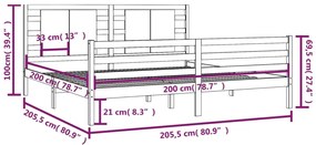Cama sem colchão 200x200 cm madeira de pinho maciça branco