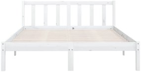 Estrutura de cama 140x190 cm pinho maciço branco