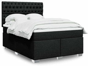 Cama com molas/colchão 140x190 cm tecido preto
