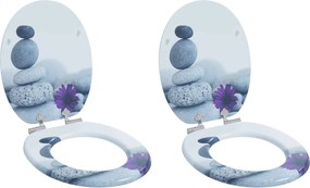 vidaXL Assento de Sanitário com Fechamento Suave 2 pcs Cinzento