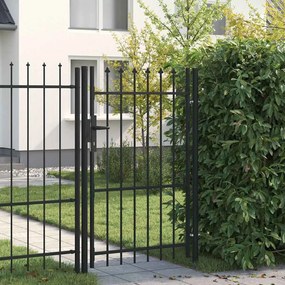 vidaXL Portão de vedação individual topo em espeto aço 1x1,5m preto